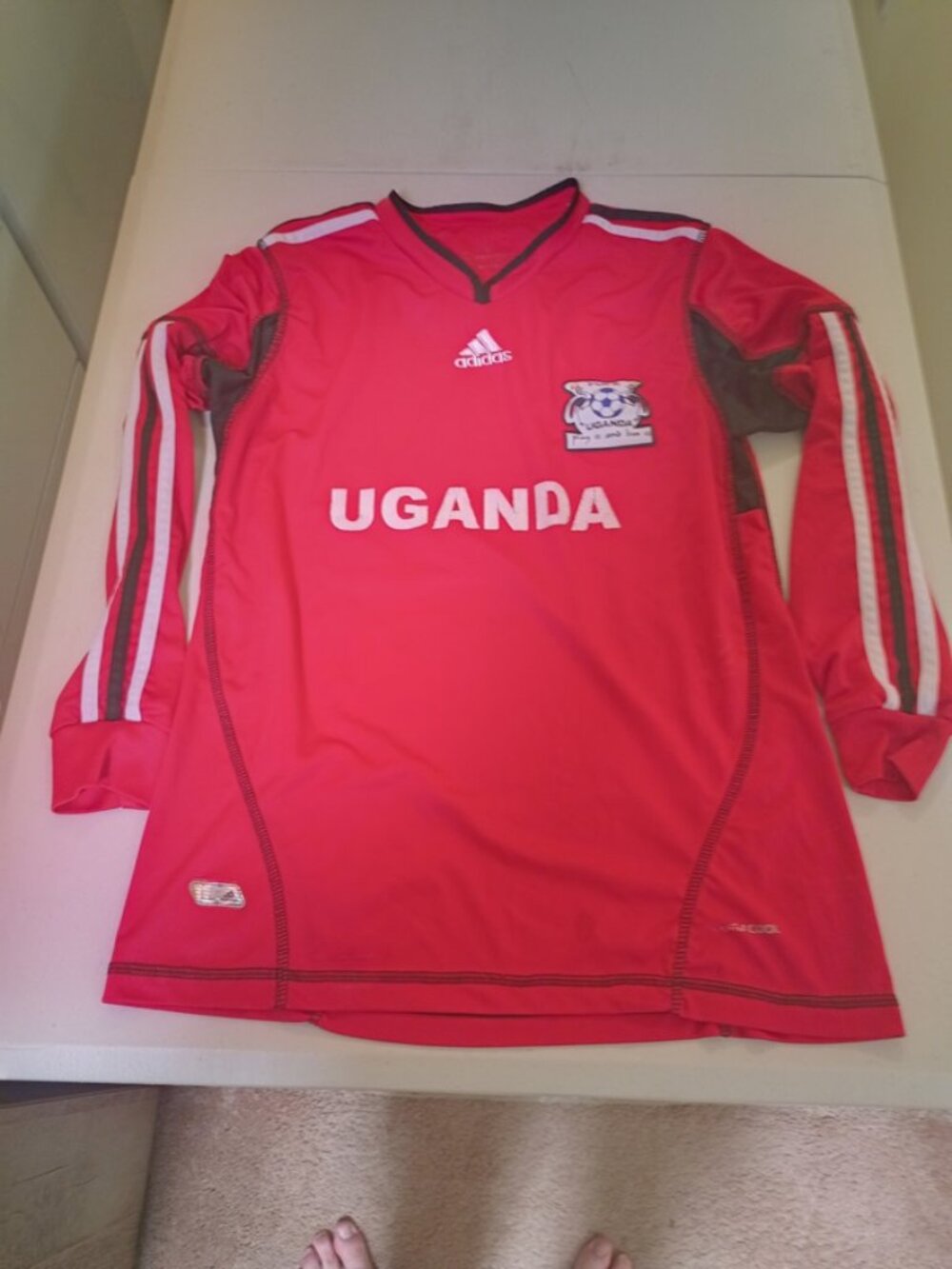 Vintage Adidas Uganda Cranes FUFA Soccer Jersey Red Long Sleeve Men’s XL